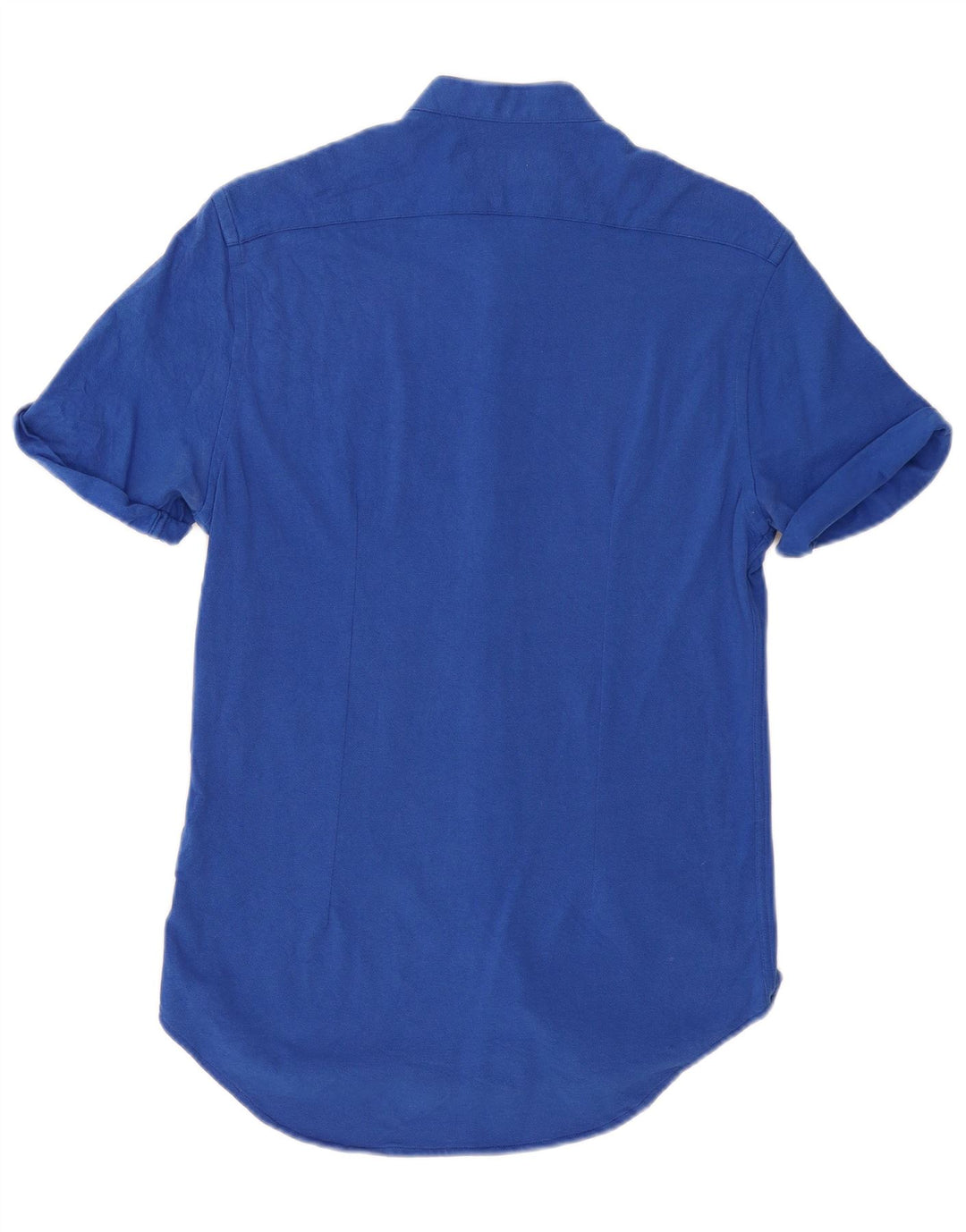 Cămașă cu mânecă scurtă pentru bărbați ZARA, bumbac albastru mediu