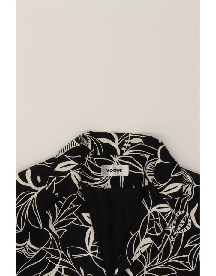 VOGUE Womens 3 Button Blazer Jacket UK 18 XL Black Floral Viscose Vintage Vogue and Second-Hand Vogue from Messina Hembry 