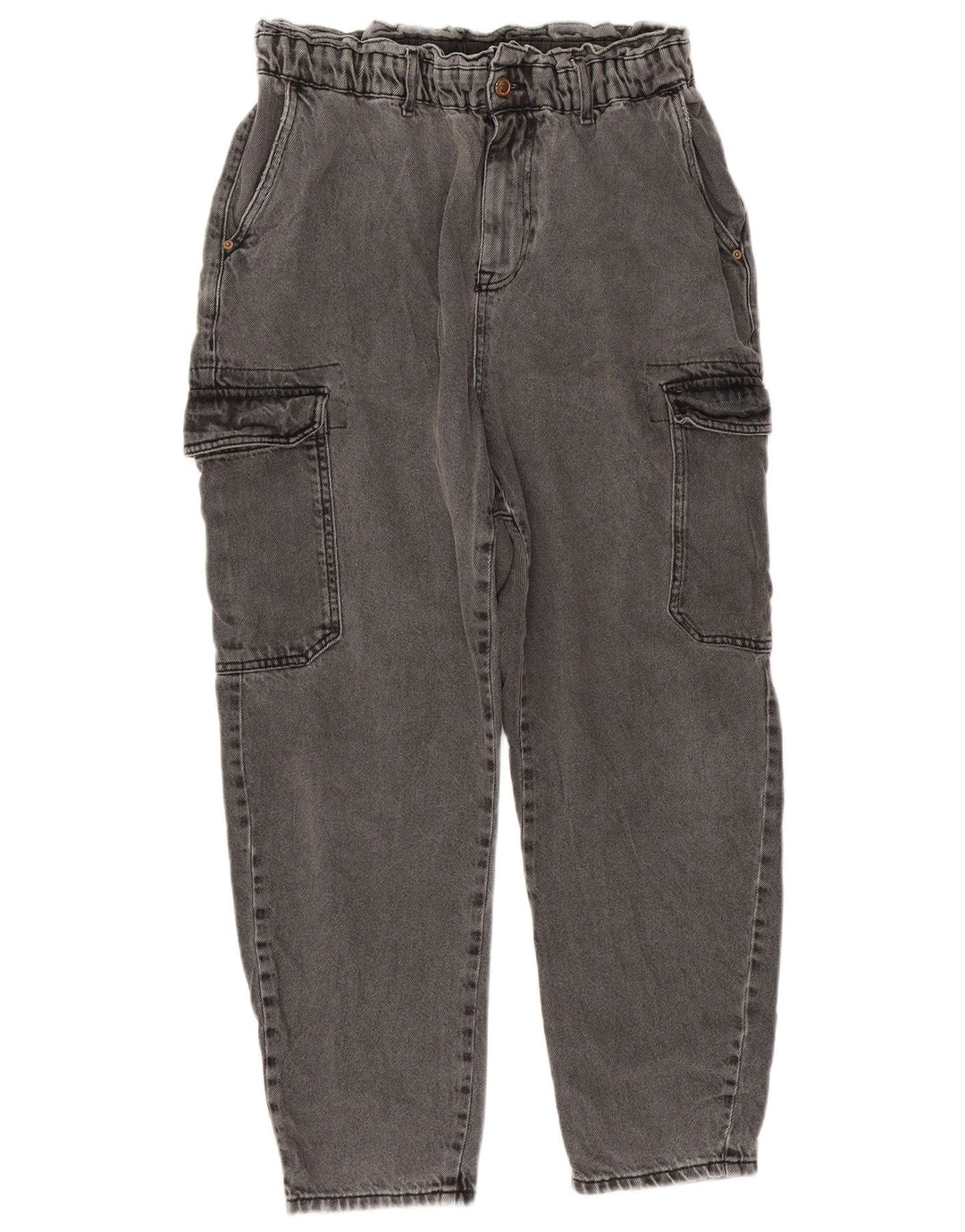 Blugi largi pentru femei Crop Cargo Zara EU 40 Mediu L32 L25 Bumbac gri