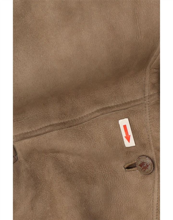 Jachetă din shearling pentru femei Genny US 6 Medium Grey Piele