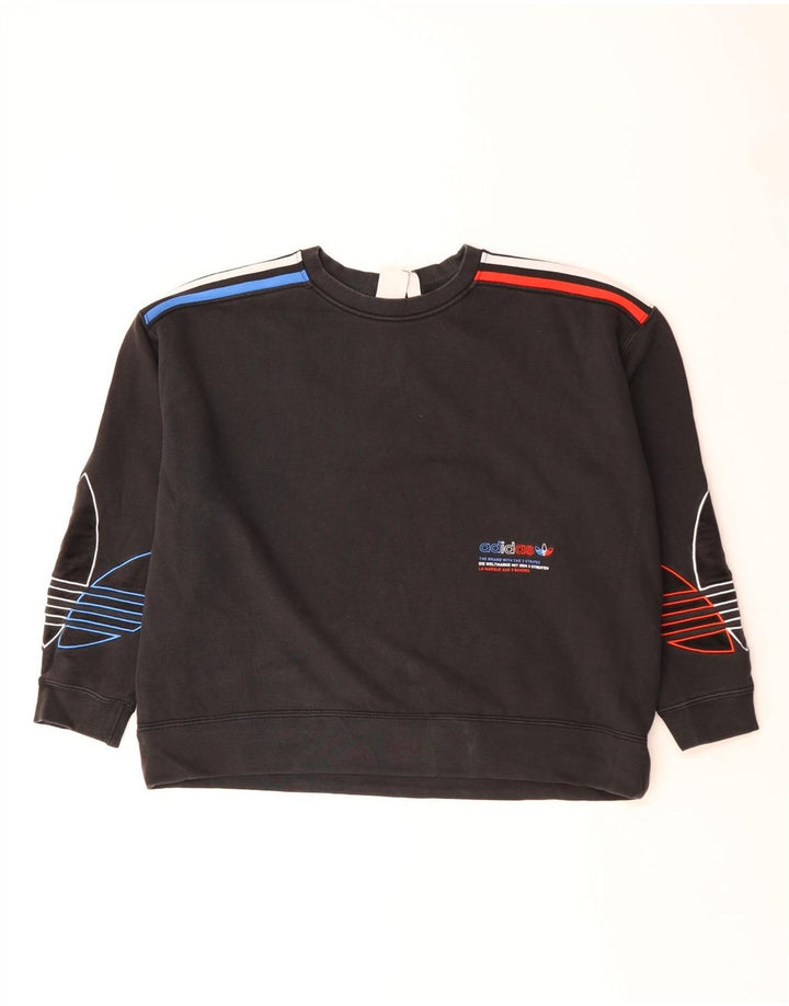 Pulover pentru femei Adidas, cu trei dungi, UK 14, mare, negru