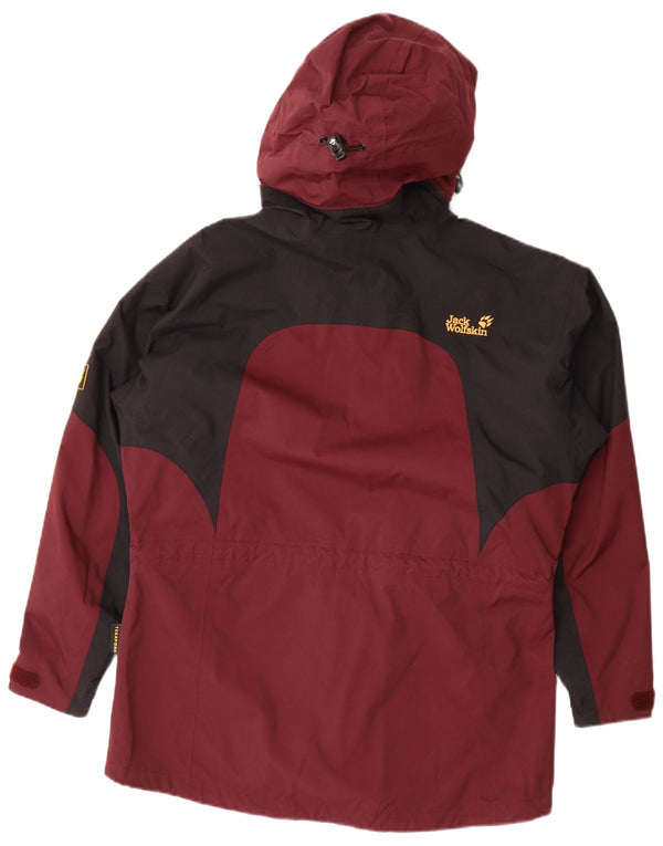Jack Wolfskin Jachetă de ploaie cu glugă pentru femei UK 10 Small Burgundy Colorblock