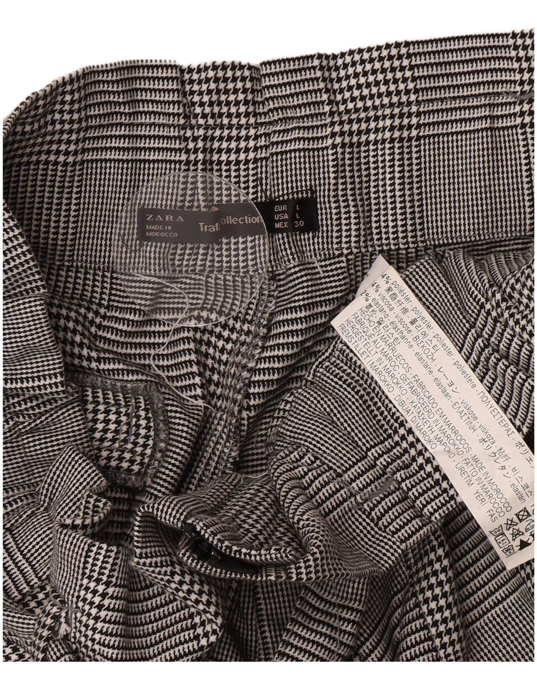 Pantaloni scurți chino cu talie înaltă Zara pentru femei, mari W30, poliester cu picior de găină gri