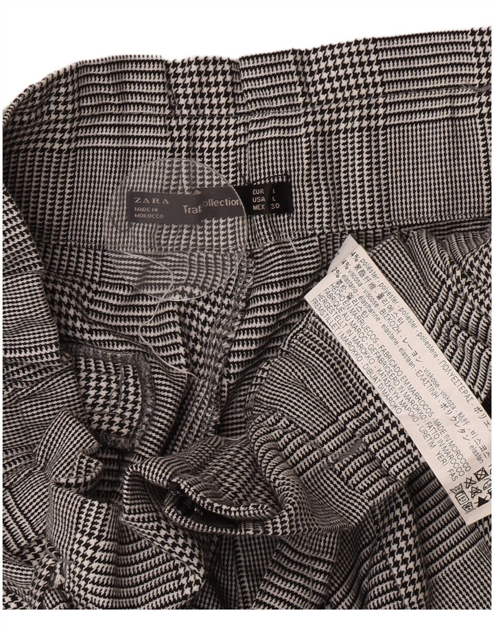Pantaloni scurți chino cu talie înaltă Zara pentru femei, mari W30, poliester cu picior de găină gri