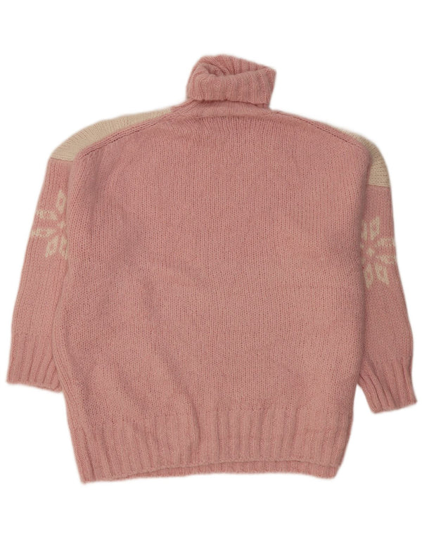 J. Crew Pulover supradimensionat pentru femei cu gât rulat UK 20 2XL Pink Fair Isle