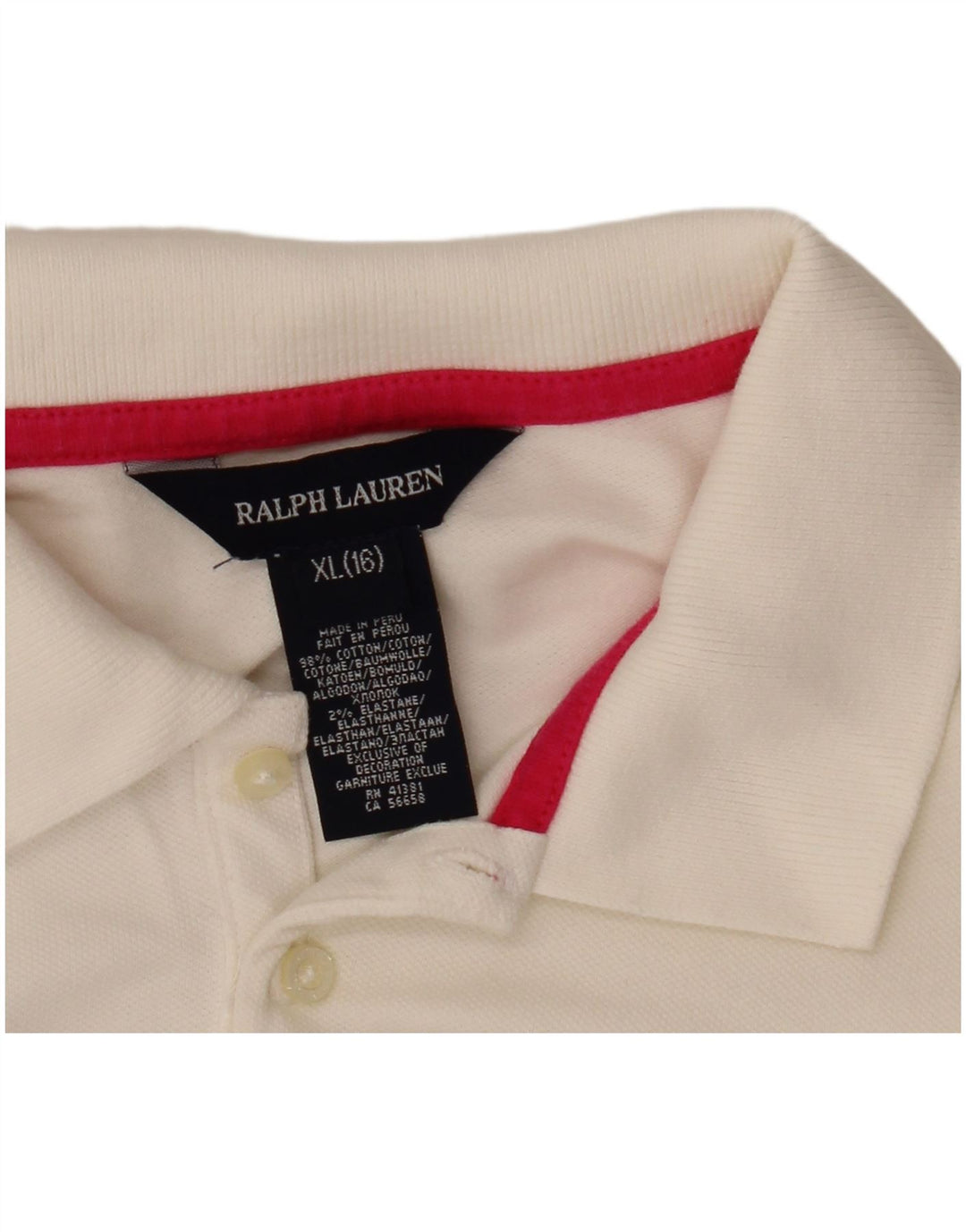 Polo pentru fete Ralph Lauren cu mânecă lungă 13-14 ani XL bumbac alb