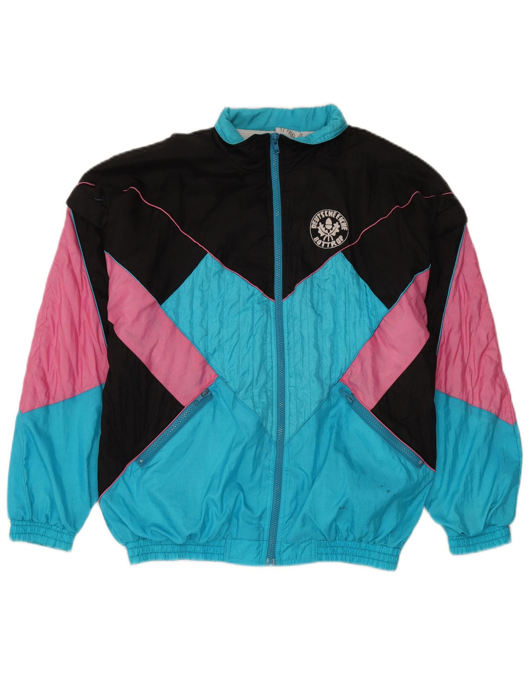 Jachetă de trening pentru bărbați vintage, albastru mediu, nailon color bloc