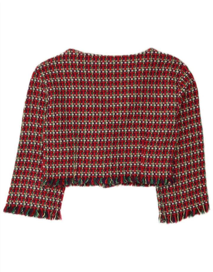 Jachetă Bolero pentru femei Zara UK 12, bumbac cu carouri roșii medii