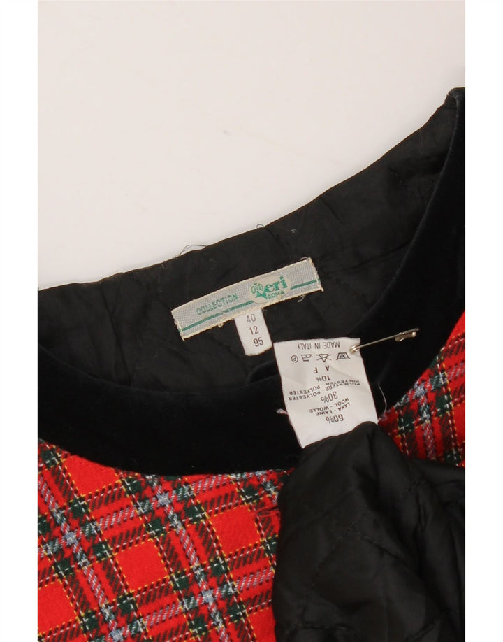 Jachetă Bomber Vintage pentru femei Crop IT 40 Small Red Check Wool