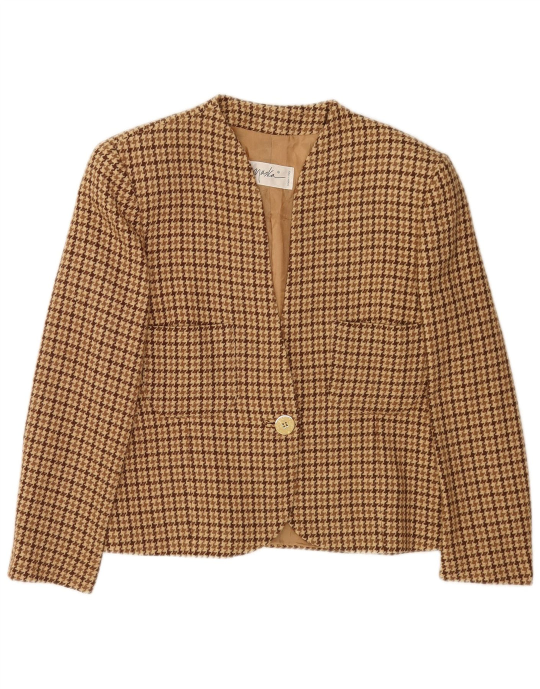 Jachetă Blazer Femei Maska cu mâneci 3/4 IT 44 Medium Beige Houndstooth