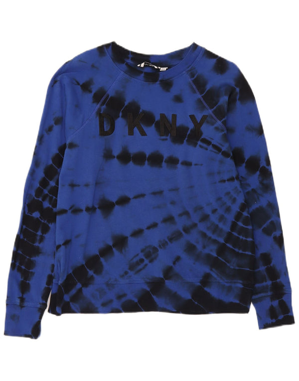 Dkny Pulover supradimensionat pentru femei UK 6 XS Blue Tie Dye Bumbac