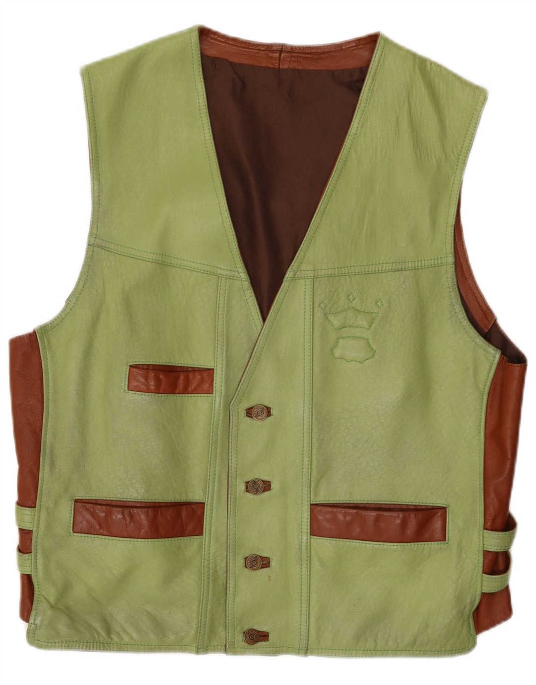 Vestă vintage din piele pentru bărbați, verde mare