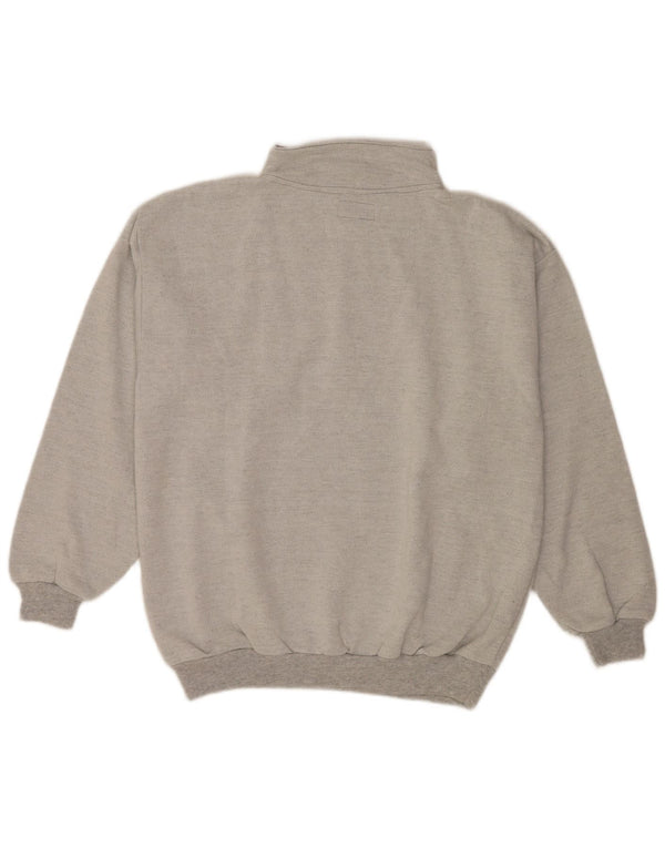 Hanorac vintage pentru bărbați cu gât cu nasturi Jumper XL bumbac gri retro
