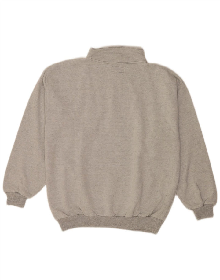 Hanorac vintage pentru bărbați cu gât cu nasturi Jumper XL bumbac gri retro