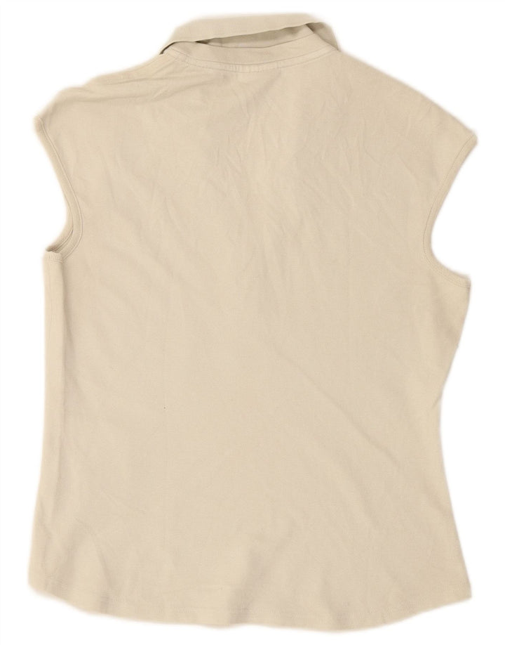 Tricou polo fără mâneci pentru femei LACOSTE Mărimea 44 Bumbac alb mare