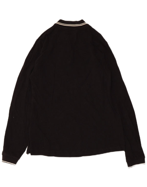 Tricou polo pentru femei MONCLER cu mânecă lungă UK 12 bumbac mediu negru