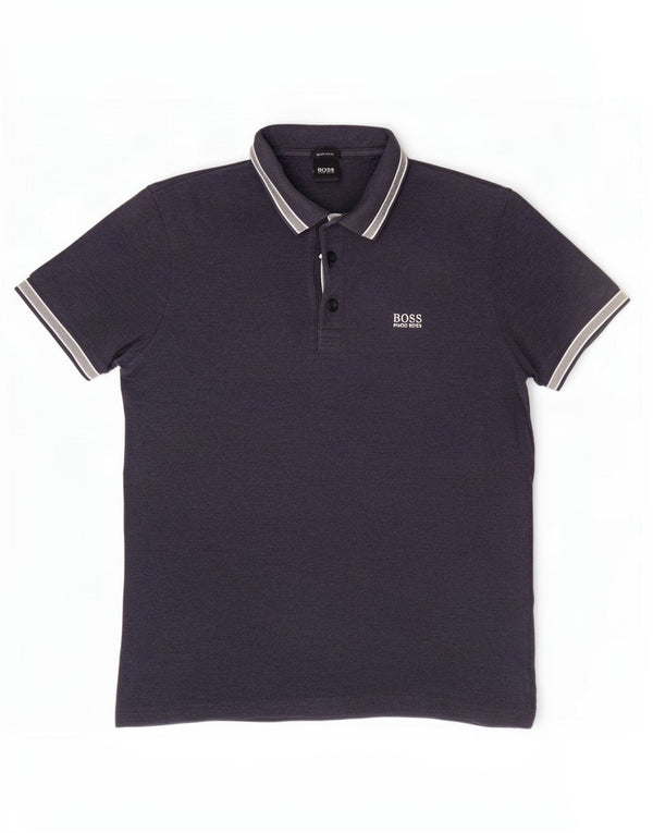 Cămașă polo Hugo Boss pentru bărbați, cu formă normală, din bumbac bleumarin mediu