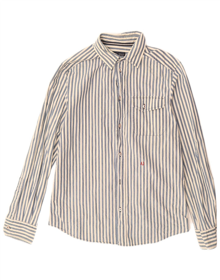 Cămașă pentru bărbați ARMANI JEANS Bumbac cu dungi albastre medii