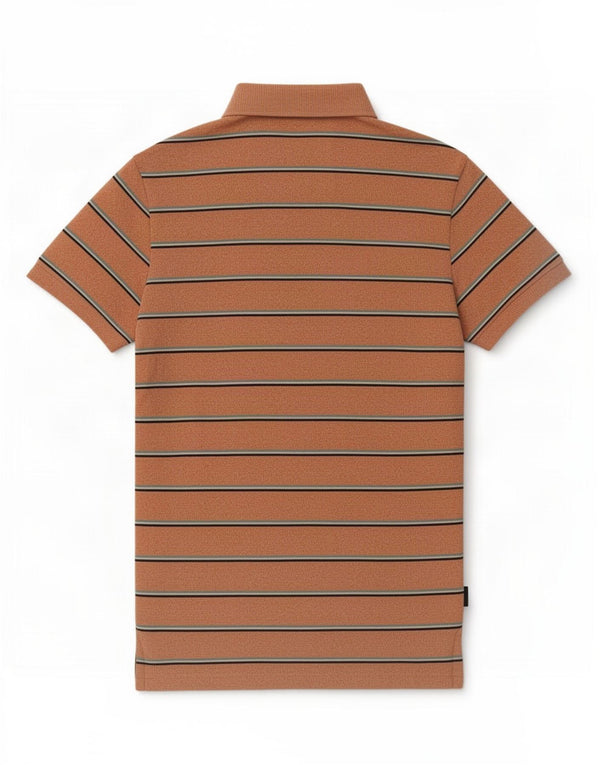 Superdry Mens Polo Shirt Small Orange Striped Cotton