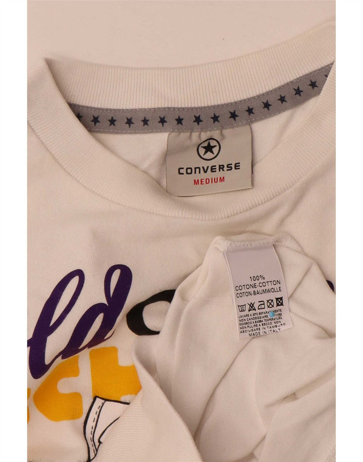 Pulover grafic pentru bărbați Converse, bumbac mediu alb