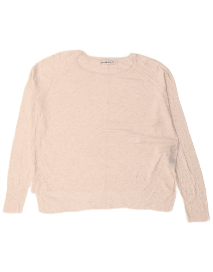 Pulover pentru femei supradimensionat cu gâtul turnat Zara UK 16, mare, albă, viscoză