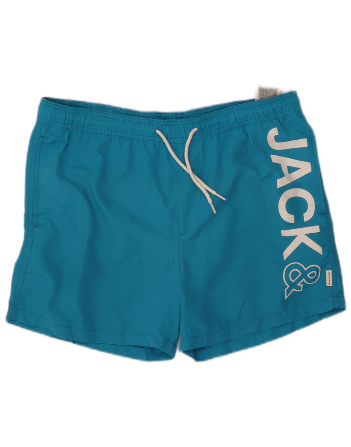 Pantaloni scurți de înot grafic JACK & JONES pentru bărbați, poliester albastru mediu