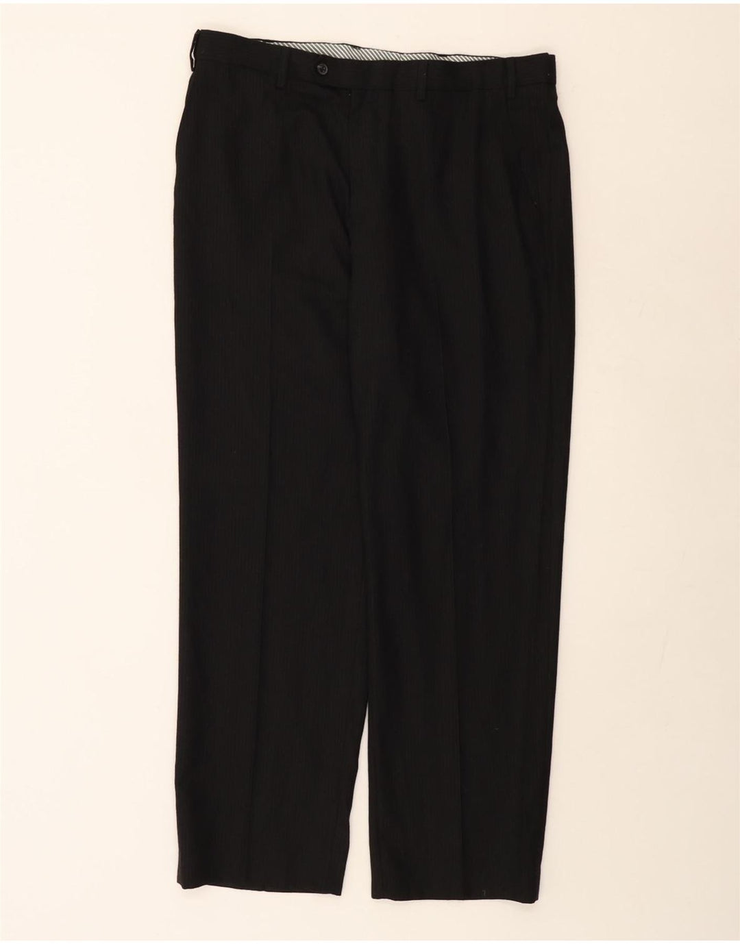 Marks & Spencer Pantaloni drepți pentru bărbați L36 L31 Lână neagră cu dungi