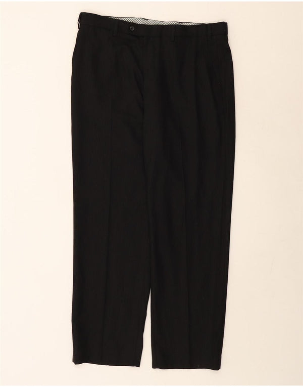 Marks & Spencer Pantaloni drepți pentru bărbați L36 L31 Lână neagră cu dungi