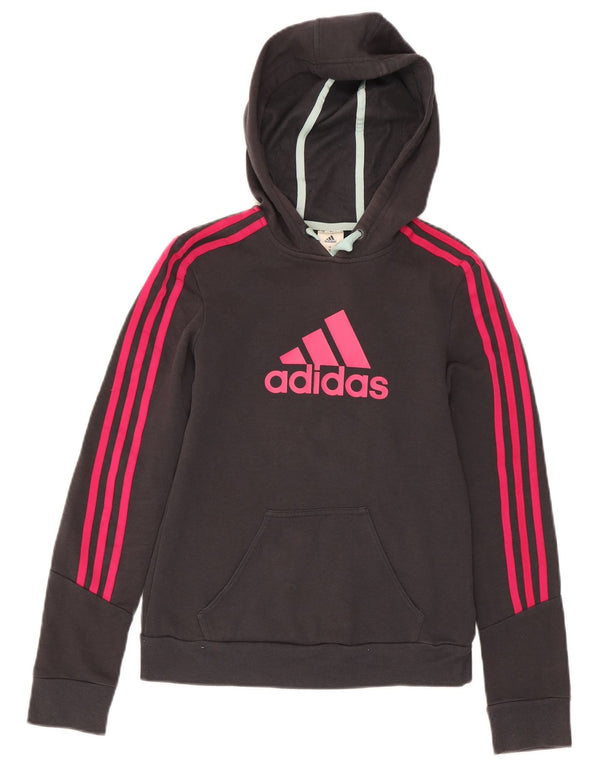 Pulover cu glugă cu grafic Adidas pentru femei UK 4/6 XS bumbac gri