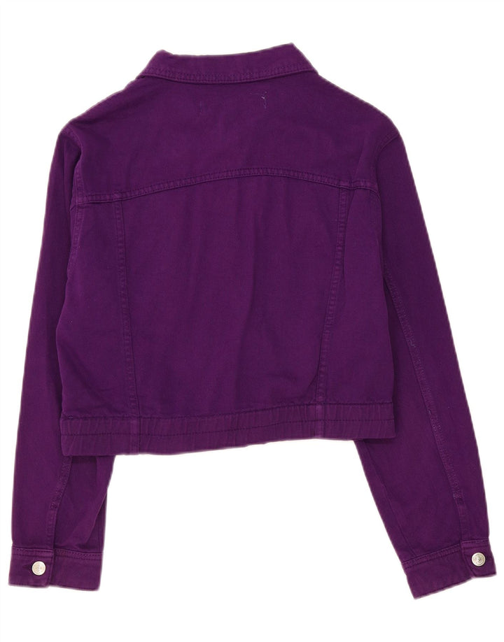 Jachetă de denim scurtă pentru femei Zara UK 10 Small Purple