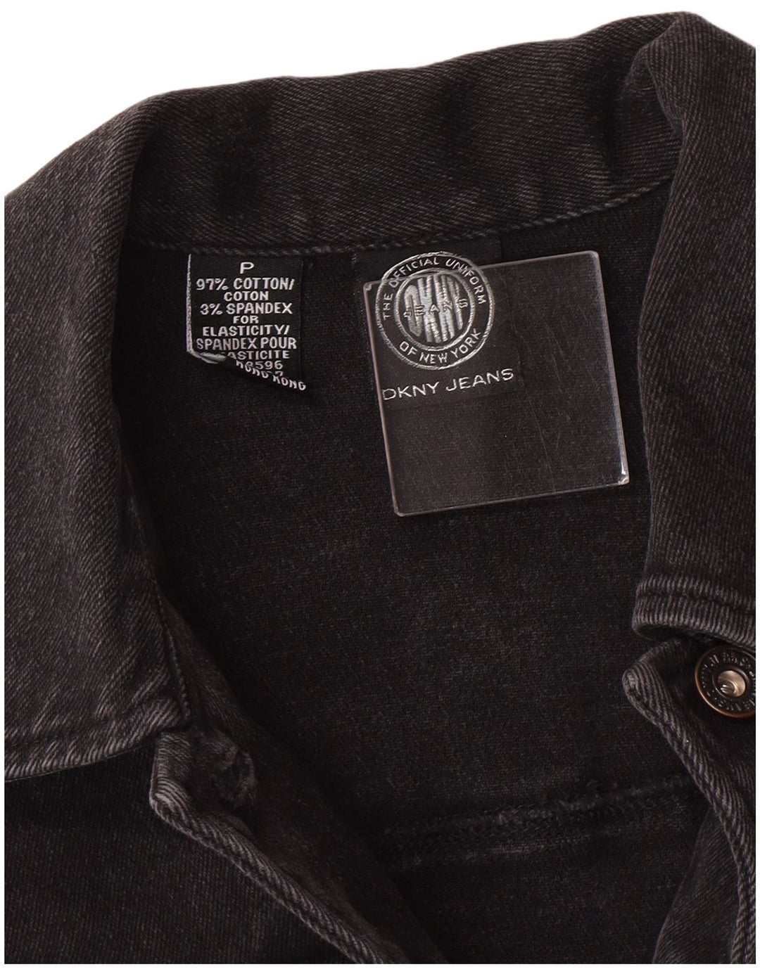 Jachetă de blugi Dkny pentru femei mici, din denim, UK 6 XS, bumbac negru, clasică