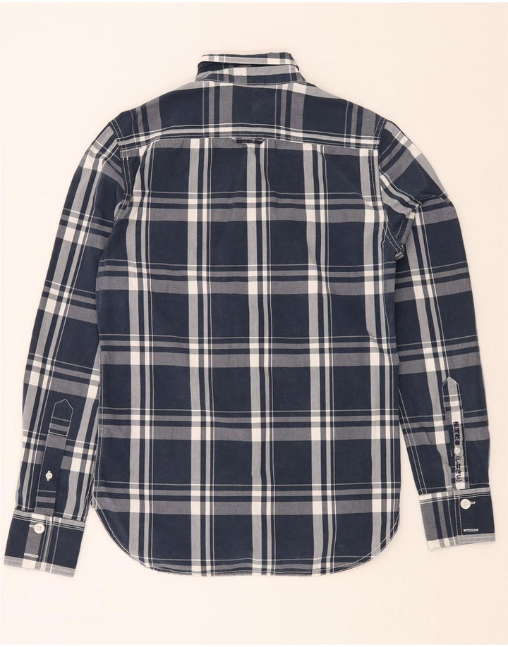 SUPERDRY Mens Shirt Small Navy Blue Check Cotton Vintage Superdry and Second-Hand Superdry from Messina Hembry 