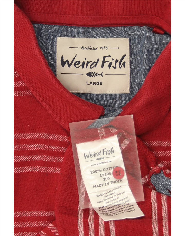Tricou polo pentru bărbați Weird Fish, bumbac cu dungi roșii
