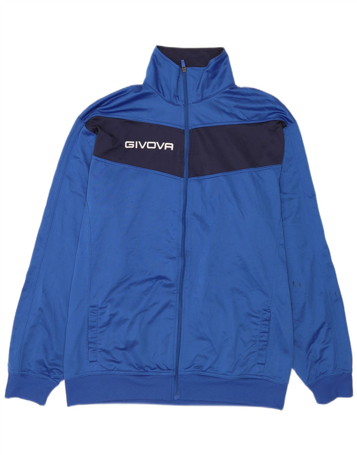 Jachetă de trening pentru bărbați Givova, cu grafică, 5XL, poliester color block, albastru