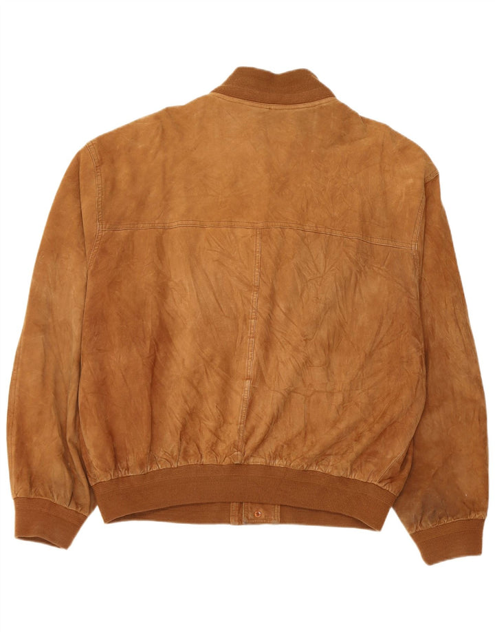 Bomber vintage pentru bărbați din piele intoarsa UK 42 XL din piele maro