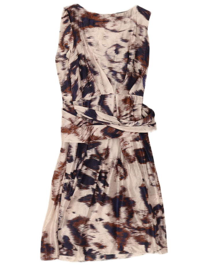 Rochie vintage pentru femei cu model abstract, UK 14 Medium Off White