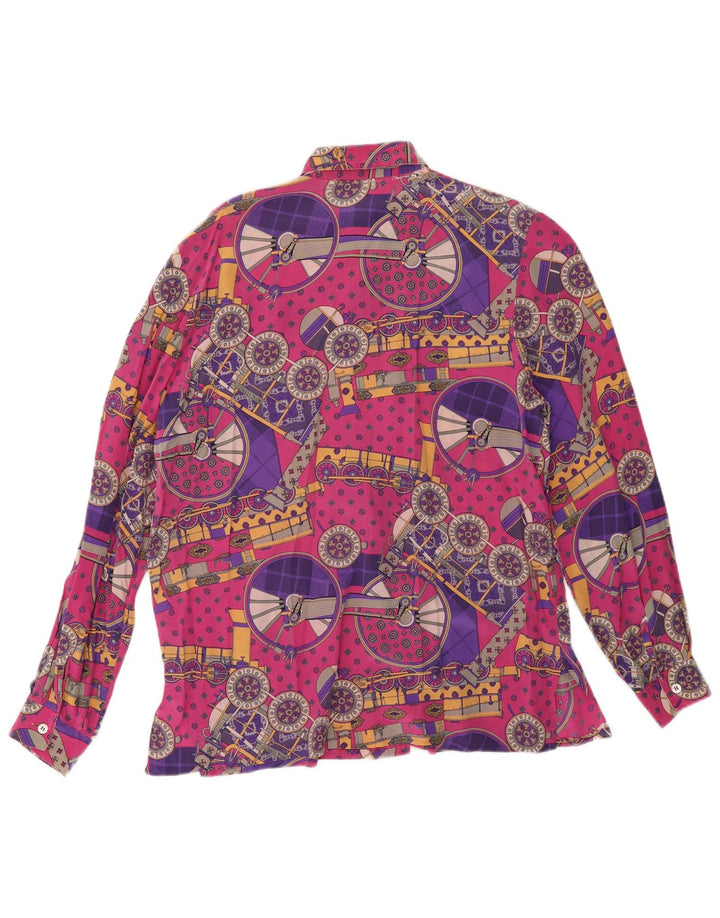 Bluză cămașă pentru femei VINTAGE cu model abstract IT 44 Roz mediu