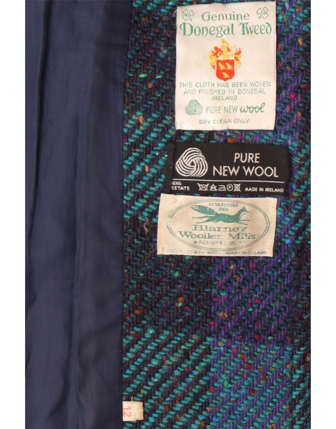 BLARNEY WOOLEN MILLS Palton dublu pentru femei UK 12 Medium Blue Classic