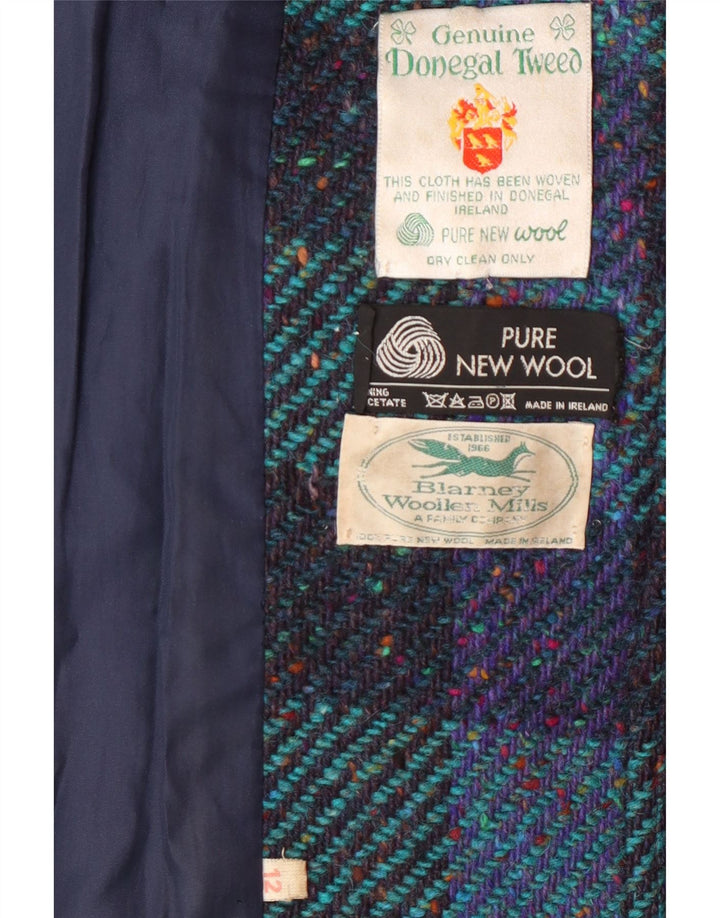 BLARNEY WOOLEN MILLS Palton dublu pentru femei UK 12 Medium Blue Classic