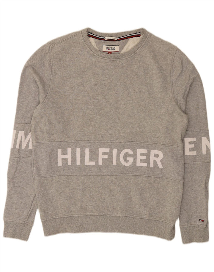 Hanorac grafic pentru bărbați Tommy Hilfiger Pulover din bumbac gri mediu