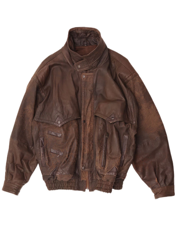 Jachetă de piele vintage pentru bărbați UK 42 XL maro