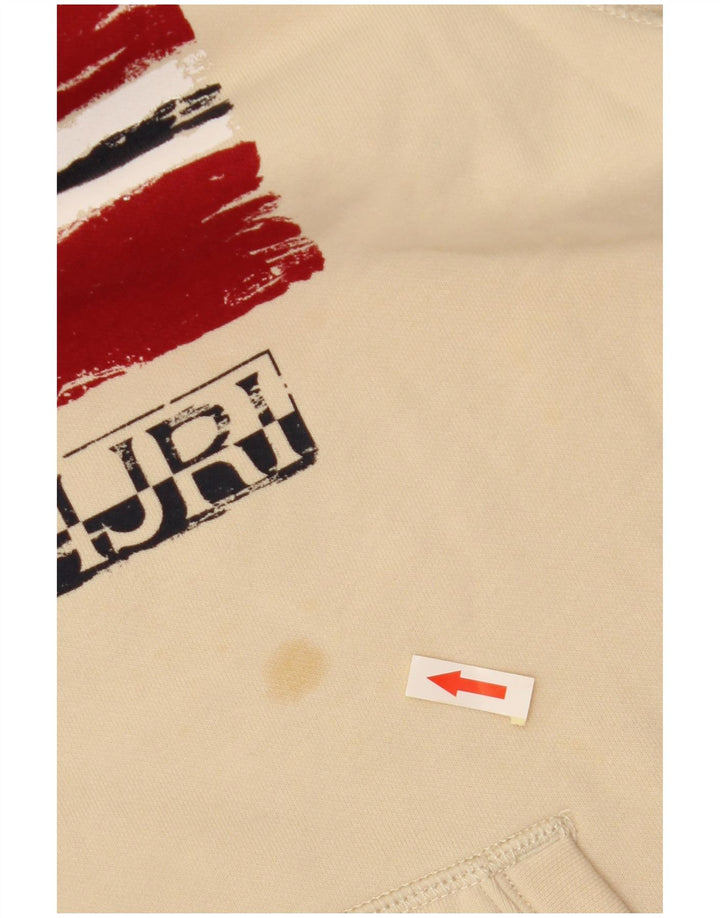 NAPAPIJRI Băieți Pulover Grafic Hoodie 13-14 Ani Bumbac Bej