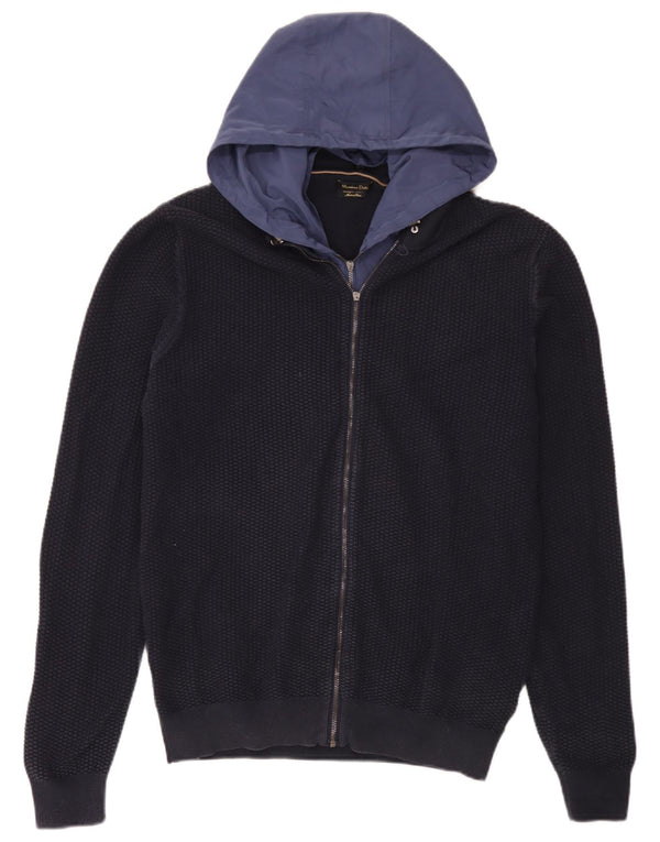 Pulover cardigan cu glugă Massimo Dutti pentru bărbați, XL, albastru bleumarin, bumbac color bloc