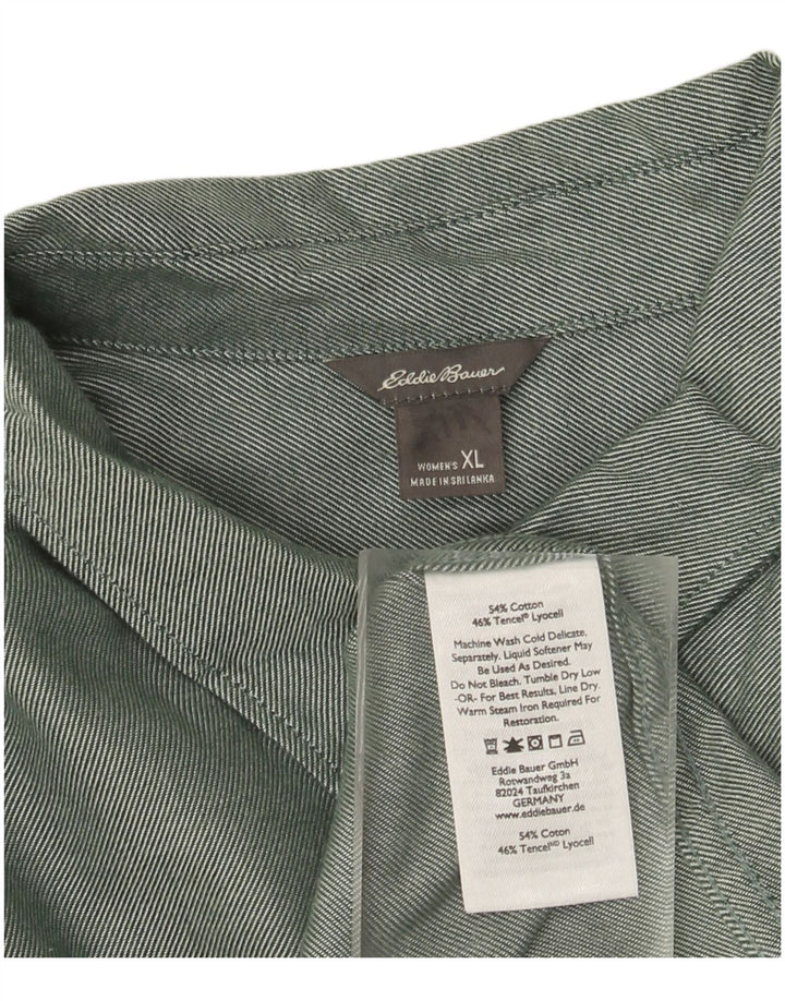 Cămașă de flanel supradimensionată pentru femei EDDIE BAUER UK 18 XL bumbac verde