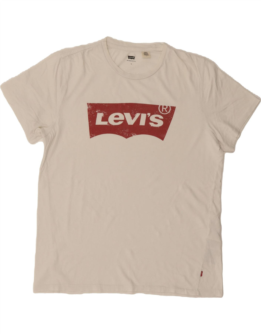 LEVI'S Mens Graphic T-Shirt Top Large White Cotton Vintage Levi's and Second-Hand Levi's from Messina Hembry 