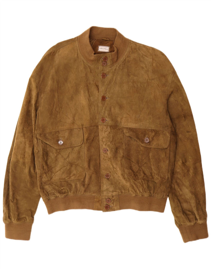 Jachetă vintage pentru bărbați din piele intoarsa UK 42 XL Kaki