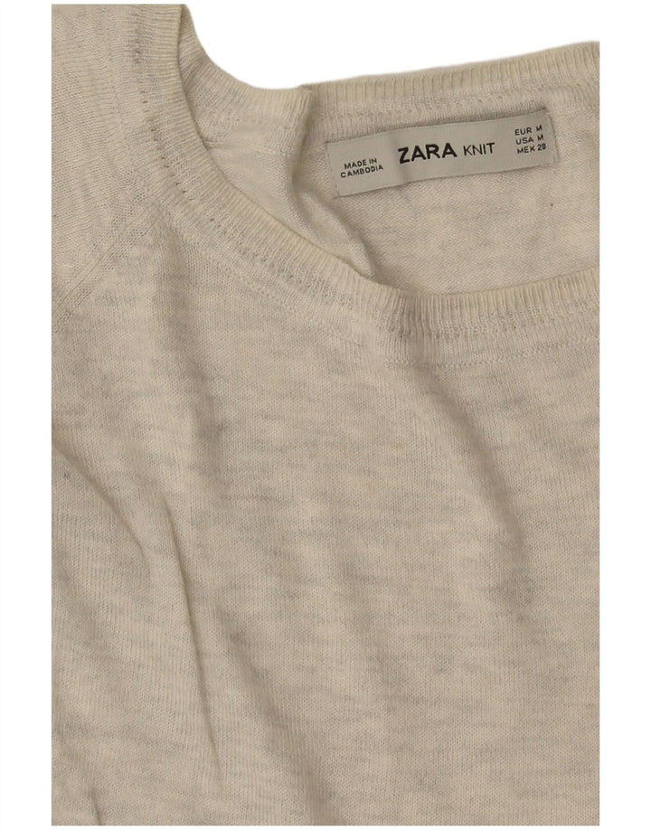 Pulover pentru femeie cu gât de barcă Zara UK 14, gri mediu