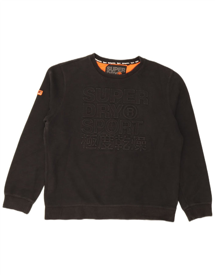 Pulover grafic Superdry pentru bărbați, bumbac negru 3XL