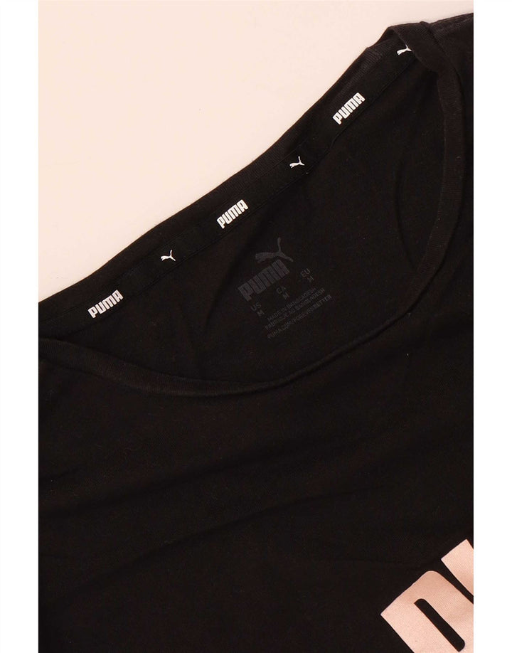 Tricou cu grafic Puma pentru femei Crop Top UK 14 Medium Black