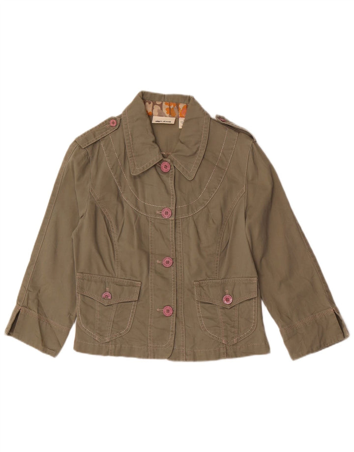 Jachetă militară DKNY pentru femei cu mâneci 3/4 UK 14, bumbac kaki mediu